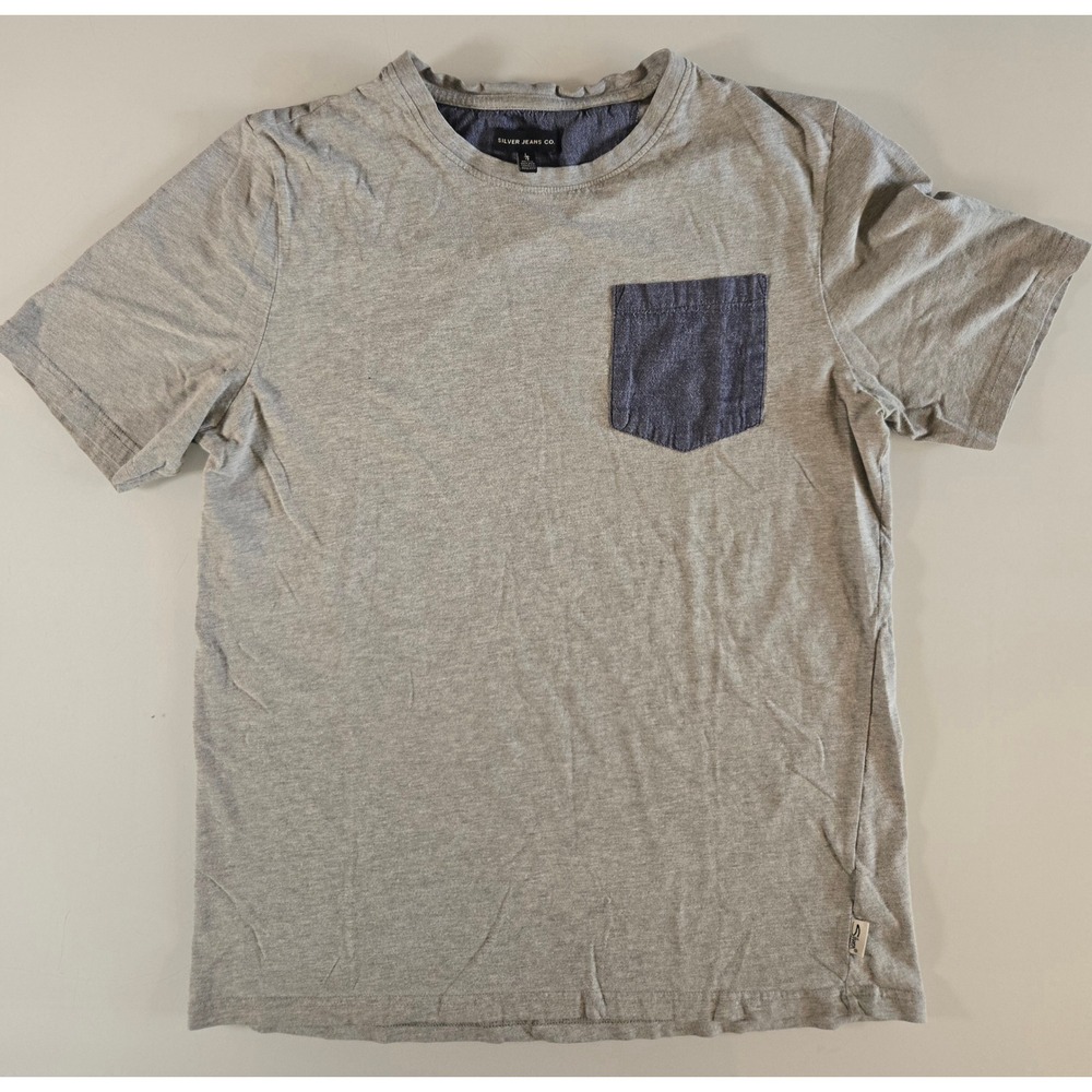 Silver Jeans Co Mens Gray Short Sleeve Pocket T-Shirt Size L Heathered Crewneck